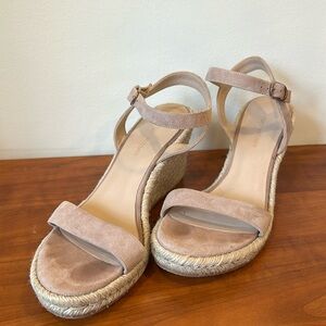 Stuart Weitzman Suede and Jute Sandals